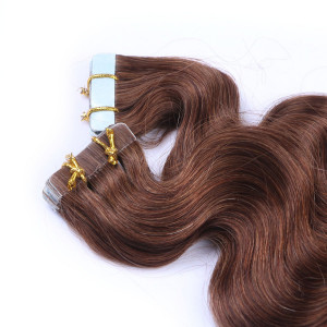 10 x Tape In - 4 - Schokobraun - GEWELLT Hair Extensions - 2,5g - NOVON EXTENTIONS 50 cm
