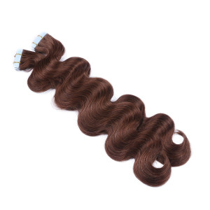 10 x Tape In - 4 - Schokobraun - GEWELLT Hair Extensions - 2,5g - NOVON EXTENTIONS 50 cm