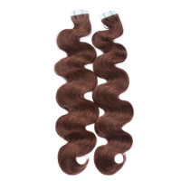 10 x Tape In - 4 - Schokobraun - GEWELLT Hair Extensions - 2,5g - NOVON EXTENTIONS 50 cm