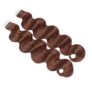 10 x Tape In - 6 - Braun - GEWELLT Hair Extensions - 2,5g - NOVON EXTENTIONS
