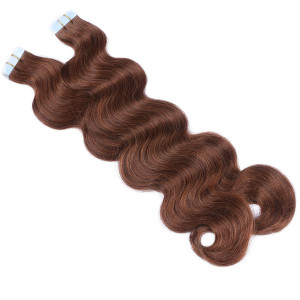 10 x Tape In - 6 - Braun - GEWELLT Hair Extensions - 2,5g - NOVON EXTENTIONS