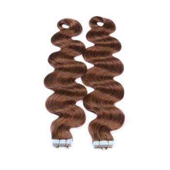 10 x Tape In - 8 - Goldbraun - GEWELLT Hair Extensions - 2,5g - NOVON EXTENTIONS