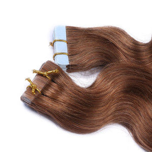 10 x Tape In - 8 - Goldbraun - GEWELLT Hair Extensions - 2,5g - NOVON EXTENTIONS 50 cm