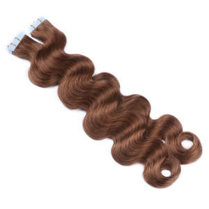 10 x Tape In - 8 - Goldbraun - GEWELLT Hair Extensions - 2,5g - NOVON EXTENTIONS 50 cm