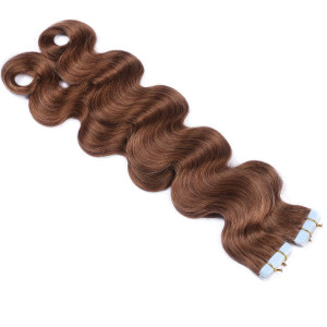 10 x Tape In - 8 - Goldbraun - GEWELLT Hair Extensions - 2,5g - NOVON EXTENTIONS 50 cm