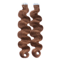 10 x Tape In - 8 - Goldbraun - GEWELLT Hair Extensions - 2,5g - NOVON EXTENTIONS 50 cm