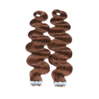 10 x Tape In - 8 - Goldbraun - GEWELLT Hair Extensions - 2,5g - NOVON EXTENTIONS 50 cm