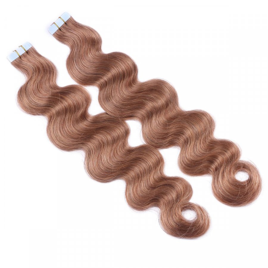 Tape Extensions #10 Leichtbraun gewellt aus Remy-Echthaar