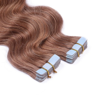 10 x Tape In - 10 - Leichtbraun - GEWELLT Hair Extensions - 2,5g - NOVON EXTENTIONS