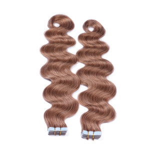10 x Tape In - 10 - Leichtbraun - GEWELLT Hair Extensions - 2,5g - NOVON EXTENTIONS