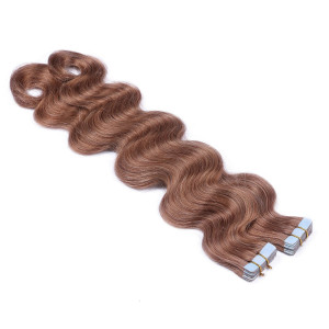 10 x Tape In - 10 - Leichtbraun - GEWELLT Hair Extensions - 2,5g - NOVON EXTENTIONS