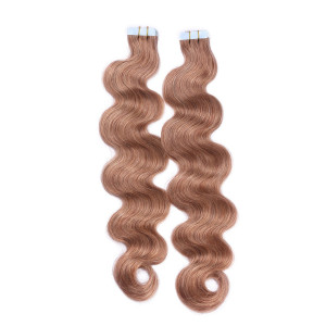 10 x Tape In - 10 - Leichtbraun - GEWELLT Hair Extensions - 2,5g - NOVON EXTENTIONS 50 cm