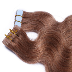 10 x Tape In - 10 - Leichtbraun - GEWELLT Hair Extensions - 2,5g - NOVON EXTENTIONS 50 cm