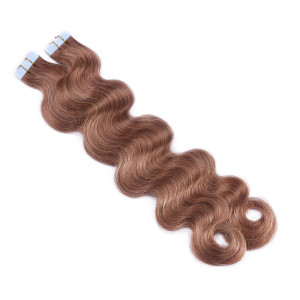 10 x Tape In - 10 - Leichtbraun - GEWELLT Hair Extensions - 2,5g - NOVON EXTENTIONS 50 cm