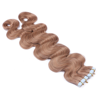 10 x Tape In - 12 - Hellbraun - GEWELLT Hair Extensions - 2,5g - NOVON EXTENTIONS 50 cm