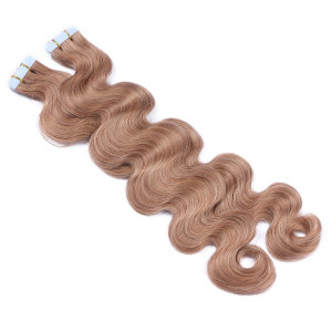 10 x Tape In - 12 - Hellbraun - GEWELLT Hair Extensions - 2,5g - NOVON EXTENTIONS 50 cm