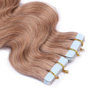 10 x Tape In - 12 - Hellbraun - GEWELLT Hair Extensions - 2,5g - NOVON EXTENTIONS 50 cm