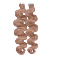 10 x Tape In - 12 - Hellbraun - GEWELLT Hair Extensions - 2,5g - NOVON EXTENTIONS 50 cm