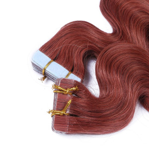 10 x Tape In - 14 - Rot - GEWELLT Hair Extensions - 2,5g - NOVON EXTENTIONS