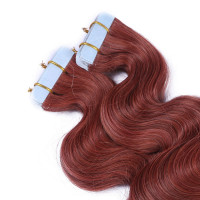 10 x Tape In - 14 - Rot - GEWELLT Hair Extensions - 2,5g - NOVON EXTENTIONS