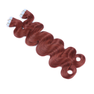10 x Tape In - 14 - Rot - GEWELLT Hair Extensions - 2,5g - NOVON EXTENTIONS 60 cm