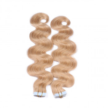 10 x Tape In - 18 - Naturaschblond - GEWELLT Hair Extensions - 2,5g - NOVON EXTENTIONS