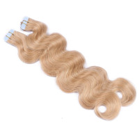 10 x Tape In - 18 - Naturaschblond - GEWELLT Hair Extensions - 2,5g - NOVON EXTENTIONS