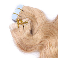 10 x Tape In - 18 - Naturaschblond - GEWELLT Hair Extensions - 2,5g - NOVON EXTENTIONS