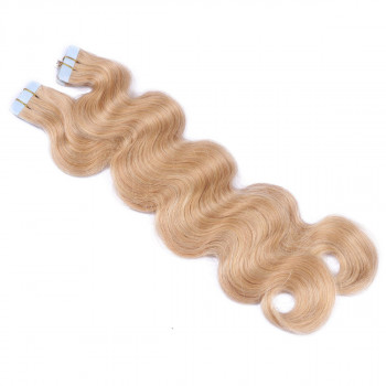 10 x Tape In - 18 - Naturaschblond - GEWELLT Hair Extensions - 2,5g - NOVON EXTENTIONS 50 cm