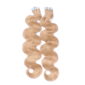 10 x Tape In - 18 - Naturaschblond - GEWELLT Hair Extensions - 2,5g - NOVON EXTENTIONS 60 cm