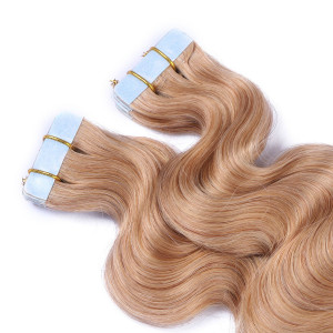 10 x Tape In - 20 - Aschblond - GEWELLT Hair Extensions - 2,5g - NOVON EXTENTIONS