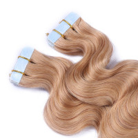 10 x Tape In - 20 - Aschblond - GEWELLT Hair Extensions - 2,5g - NOVON EXTENTIONS