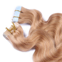 10 x Tape In - 20 - Aschblond - GEWELLT Hair Extensions - 2,5g - NOVON EXTENTIONS