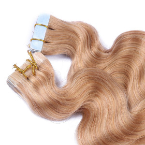 10 x Tape In - 20 - Aschblond - GEWELLT Hair Extensions - 2,5g - NOVON EXTENTIONS 50 cm