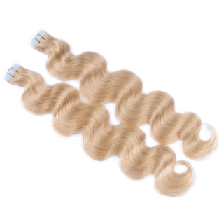 10 x Tape In - 24 - Goldblond - GEWELLT Hair Extensions - 2,5g - NOVON EXTENTIONS 50 cm