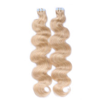 10 x Tape In - 24 - Goldblond - GEWELLT Hair Extensions - 2,5g - NOVON EXTENTIONS 50 cm
