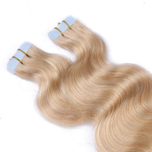 10 x Tape In - 24 - Goldblond - GEWELLT Hair Extensions - 2,5g - NOVON EXTENTIONS 60 cm