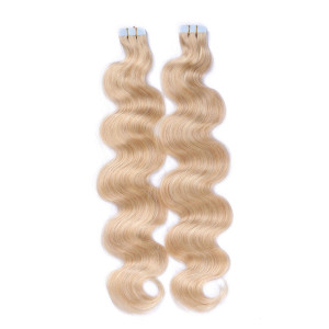 10 x Tape In - 24 - Goldblond - GEWELLT Hair Extensions - 2,5g - NOVON EXTENTIONS 60 cm