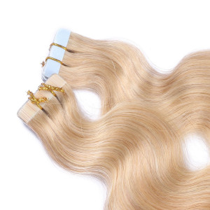 10 x Tape In - 24 - Goldblond - GEWELLT Hair Extensions - 2,5g - NOVON EXTENTIONS 60 cm