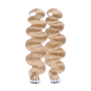 10 x Tape In - 24 - Goldblond - GEWELLT Hair Extensions - 2,5g - NOVON EXTENTIONS 60 cm