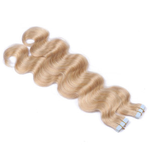 10 x Tape In - 24 - Goldblond - GEWELLT Hair Extensions - 2,5g - NOVON EXTENTIONS 60 cm