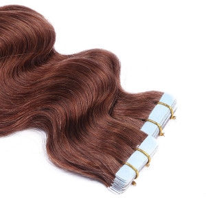 10 x Tape In - 33 - Rotbraun - GEWELLT Hair Extensions - 2,5g - NOVON EXTENTIONS