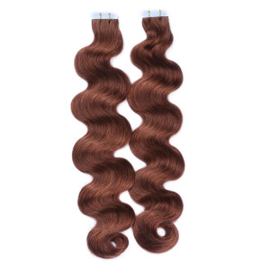 10 x Tape In - 33 - Rotbraun - GEWELLT Hair Extensions - 2,5g - NOVON EXTENTIONS