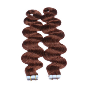 10 x Tape In - 33 - Rotbraun - GEWELLT Hair Extensions - 2,5g - NOVON EXTENTIONS