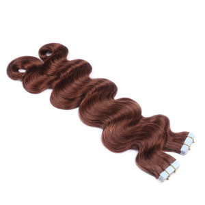 10 x Tape In - 33 - Rotbraun - GEWELLT Hair Extensions - 2,5g - NOVON EXTENTIONS