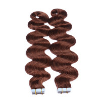 10 x Tape In - 33 - Rotbraun - GEWELLT Hair Extensions - 2,5g - NOVON EXTENTIONS