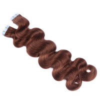 10 x Tape In - 33 - Rotbraun - GEWELLT Hair Extensions - 2,5g - NOVON EXTENTIONS