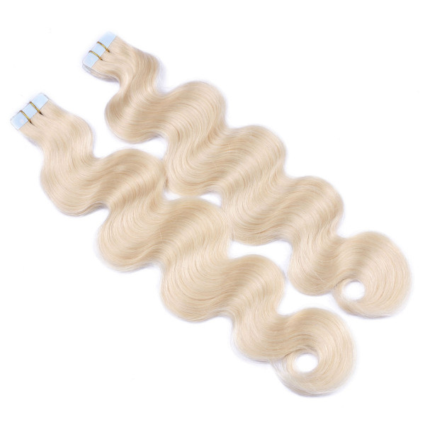 10 x Tape In - 60 - Weissblond - GEWELLT Hair Extensions - 2,5g - NOVON EXTENTIONS 50 cm