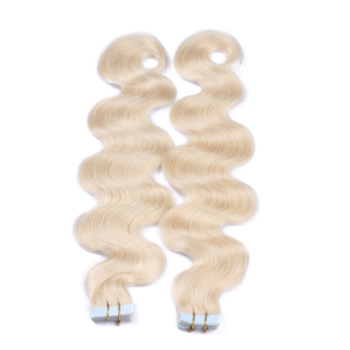 10 x Tape In - 60 - Weissblond - GEWELLT Hair Extensions - 2,5g - NOVON EXTENTIONS 50 cm