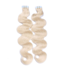 10 x Tape In - 60 - Weissblond - GEWELLT Hair Extensions - 2,5g - NOVON EXTENTIONS 50 cm